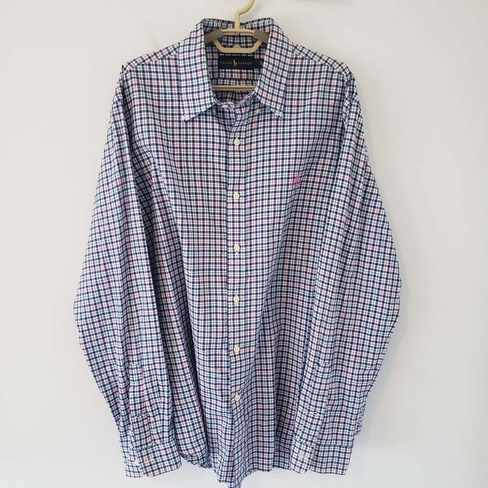 Ralph Lauren Button Up Shirt Mens XL/LG Multicolor Checked Long Sleeve